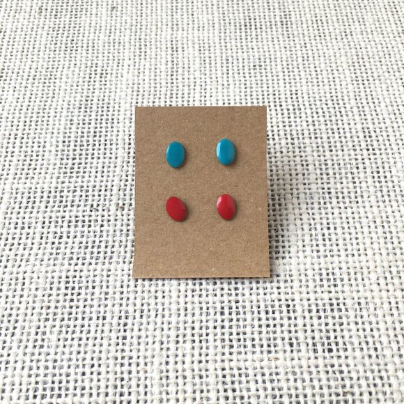 Red and Aqua Earrings ~ **2 for $20** - Picture 2 of 5